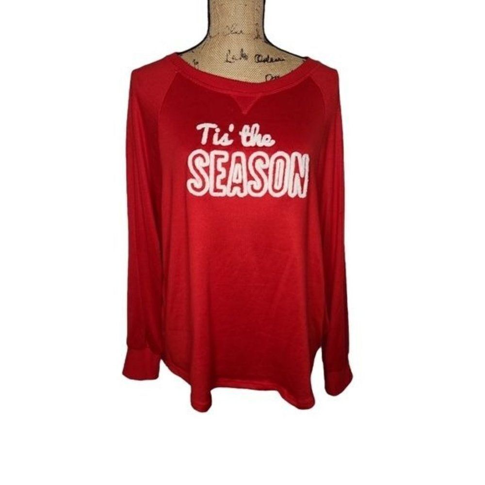 Secret Treasures Tis The Season Red Christmas Long Sleeve Top XL